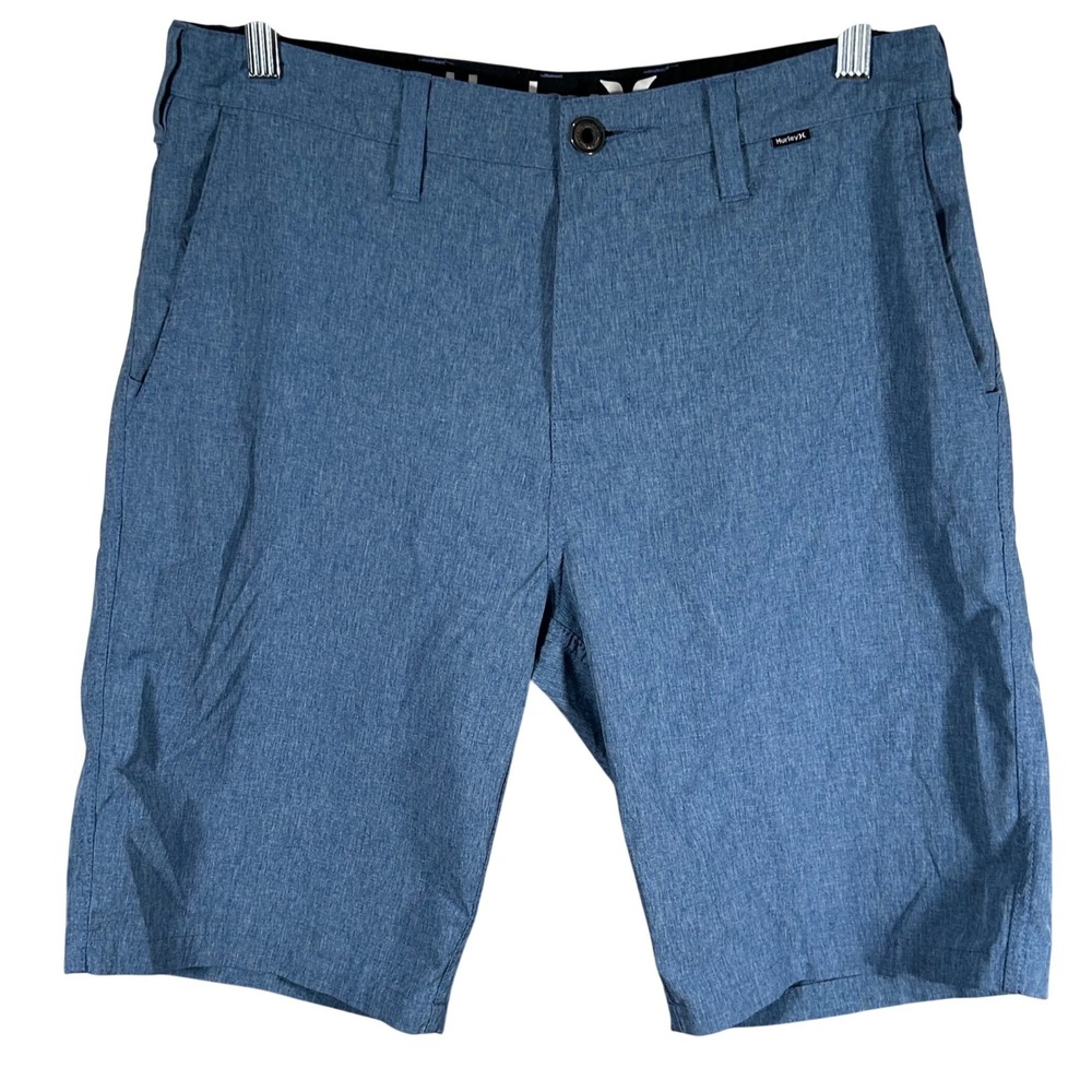 Hurley Phantom Mens Size 30 Heather Blue Flat Front Shorts Lightweight